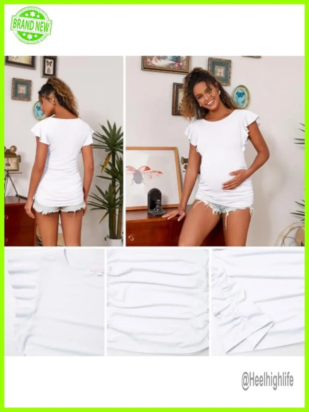 Maternity Tops Short Sleeve Side Ruched T Shirt Pregnancy Casual Tunic